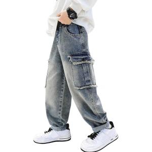 imageRolanko Boys Baggy Jeans Elastic Straight fit Stretch Denim Pants Loose Kids Clothes 414 YearsRawedges