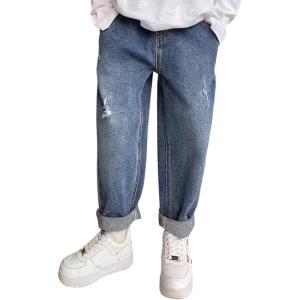 imageRolanko Boys Baggy Jeans Elastic Straight fit Stretch Denim Pants Loose Kids Clothes 414 YearsSmallhole