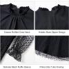 imageRolanko Girls Contrast Mesh Dress with Belt Puff Long Sleeve ALine Tulle Formal Party DressBlack