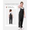 imageRolanko Girls Jumpsuit Ribbed Knit Loose Overalls Spaghetti Strap Long Pants Romper with Pockets 512 YBlack