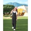 imageRolanko Girls Jumpsuit Ribbed Knit Loose Overalls Spaghetti Strap Long Pants Romper with Pockets 512 YBlack
