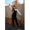 imageRolanko Girls Jumpsuit Ribbed Knit Loose Overalls Spaghetti Strap Long Pants Romper with Pockets 512 YBlack