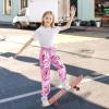 imageRolanko Girls Shiny Metallic Cargo Pants Sparkle Jogger Pants for Girls Hip Hop Dance Streetwear Cargo Trousers 615 YearsPink