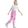 imageRolanko Girls Shiny Metallic Cargo Pants Sparkle Jogger Pants for Girls Hip Hop Dance Streetwear Cargo Trousers 615 YearsPink