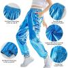 imageRolanko Girls Shiny Metallic Cargo Pants Sparkle Jogger Pants for Girls Hip Hop Dance Streetwear Cargo Trousers 615 YearsTeal