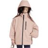 imageRolanko Girls Waterproof Hooded Jacket Lightweight Raincoats for Kids Boys Windbreaker Outdoor Rain JacketPink