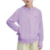 imageRolanko Kids Zip Up Sun Hoodie UPF50 with Thumbholes Lightweight UV Protection Jacket for Girls Athletic TopsPurple