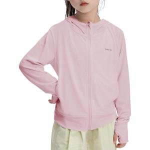 imageRolanko Kids Zip Up Sun Hoodie UPF50 with Thumbholes Lightweight UV Protection Jacket for Girls Athletic TopsPink