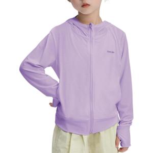 imageRolanko Kids Zip Up Sun Hoodie UPF50 with Thumbholes Lightweight UV Protection Jacket for Girls Athletic TopsPurple