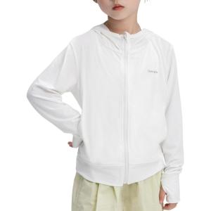 imageRolanko Kids Zip Up Sun Hoodie UPF50 with Thumbholes Lightweight UV Protection Jacket for Girls Athletic TopsWhite