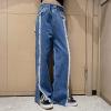 imageRolanko Girls Jeans Denim Elastic Wasit Wide Leg Baggy Pants Kids Clothes 414 YearsD1split Raw