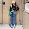 imageRolanko Girls Jeans Denim Elastic Wasit Wide Leg Baggy Pants Kids Clothes 414 YearsD1split Raw