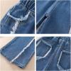 imageRolanko Girls Jeans Denim Elastic Wasit Wide Leg Baggy Pants Kids Clothes 414 YearsD1split Raw