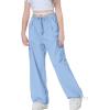 imageRolanko Parachute Pants for Girls Y2K Cargo Trousers with Pockets Harajuku Jogger Pants Kids 414 YearsDarkblue