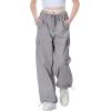 imageRolanko Parachute Pants for Girls Y2K Cargo Trousers with Pockets Harajuku Jogger Pants Kids 414 YearsLightgrey