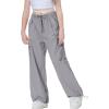 imageRolanko Parachute Pants for Girls Y2K Cargo Trousers with Pockets Harajuku Jogger Pants Kids 414 YearsLightgrey