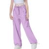imageRolanko Parachute Pants for Girls Y2K Cargo Trousers with Pockets Harajuku Jogger Pants Kids 414 YearsPurplepink