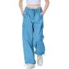 imageRolanko Parachute Pants for Girls Y2K Cargo Trousers with Pockets Harajuku Jogger Pants Kids 414 YearsTeal