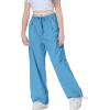 imageRolanko Parachute Pants for Girls Y2K Cargo Trousers with Pockets Harajuku Jogger Pants Kids 414 YearsTeal
