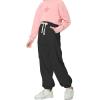 imageRolanko Girls Sweatpants Baggy Jogger Pants High Waist Kids Fleece Sweats Trousers with Pockets 515 YearsBlack
