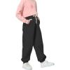 imageRolanko Girls Sweatpants Baggy Jogger Pants High Waist Kids Fleece Sweats Trousers with Pockets 515 YearsBlack