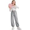 imageRolanko Girls Sweatpants Baggy Jogger Pants High Waist Kids Fleece Sweats Trousers with Pockets 515 YearsDarkgrey