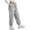 imageRolanko Girls Sweatpants Baggy Jogger Pants High Waist Kids Fleece Sweats Trousers with Pockets 515 YearsDarkgrey