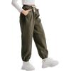 imageRolanko Girls Sweatpants Baggy Jogger Pants High Waist Kids Fleece Sweats Trousers with Pockets 515 YearsGreen