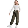 imageRolanko Girls Sweatpants Baggy Jogger Pants High Waist Kids Fleece Sweats Trousers with Pockets 515 YearsGreen