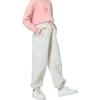 imageRolanko Girls Sweatpants Baggy Jogger Pants High Waist Kids Fleece Sweats Trousers with Pockets 515 YearsGrey