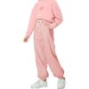 imageRolanko Girls Sweatpants Baggy Jogger Pants High Waist Kids Fleece Sweats Trousers with Pockets 515 YearsPink