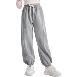 imageRolanko Girls Sweatpants Baggy Jogger Pants High Waist Kids Fleece Sweats Trousers with Pockets 515 YearsDarkgrey