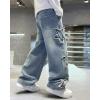 imageRolanko Boys Baggy Jeans Wide Leg Elastic Waist Denim Pants Loose Fit Trousers Vintage Y2K StreetwearSandedstar