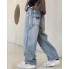 imageRolanko Boys Baggy Jeans Wide Leg Elastic Waist Denim Pants Loose Fit Trousers Vintage Y2K StreetwearSidestraps