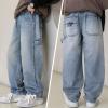 imageRolanko Boys Baggy Jeans Wide Leg Elastic Waist Denim Pants Loose Fit Trousers Vintage Y2K StreetwearSidestraps