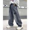 imageRolanko Boys Baggy Jeans Wide Leg Elastic Waist Denim Pants Loose Fit Trousers Vintage Y2K StreetwearStar