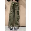 imageRolanko Girls Cargo Pants Baggy Y2K Cargo Trousers Jeans Wide Leg Pants with Multi Pockets 415 YearsArmygreen