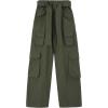 imageRolanko Girls Cargo Pants Baggy Y2K Cargo Trousers Jeans Wide Leg Pants with Multi Pockets 415 YearsArmygreen