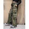 imageRolanko Girls Cargo Pants Baggy Y2K Cargo Trousers Jeans Wide Leg Pants with Multi Pockets 415 YearsArmygreen
