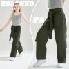 imageRolanko Girls Cargo Pants Baggy Y2K Cargo Trousers Jeans Wide Leg Pants with Multi Pockets 415 YearsArmygreen
