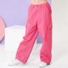 imageRolanko Girls Cargo Pants Wide Leg Streetwear Kids Pants with Pockets Trendy Jogger Trousers 414 YearsRosepink