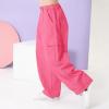 imageRolanko Girls Cargo Pants Wide Leg Streetwear Kids Pants with Pockets Trendy Jogger Trousers 414 YearsRosepink