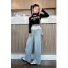 imageRolanko Girls Jeans Denim Elastic Wasit Wide Leg Baggy Pants Kids Clothes 414 YearsLace