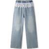 imageRolanko Girls Jeans Denim Elastic Wasit Wide Leg Baggy Pants Kids Clothes 414 YearsLace