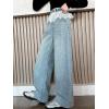 imageRolanko Girls Jeans Denim Elastic Wasit Wide Leg Baggy Pants Kids Clothes 414 YearsLace