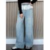 imageRolanko Girls Jeans Denim Elastic Wasit Wide Leg Baggy Pants Kids Clothes 414 YearsLace
