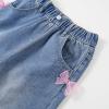 imageRolanko Girls Jeans Denim Elastic Wasit Wide Leg Baggy Pants Kids Clothes 414 YearsPinkbutterfly