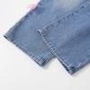 imageRolanko Girls Jeans Denim Elastic Wasit Wide Leg Baggy Pants Kids Clothes 414 YearsPinkbutterfly