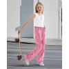 imageRolanko Girls Jeans Denim Elastic Wasit Wide Leg Baggy Pants Kids Clothes 414 YearsPinkstar