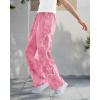 imageRolanko Girls Jeans Denim Elastic Wasit Wide Leg Baggy Pants Kids Clothes 414 YearsPinkstar